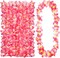 24 Counts Hawaiian Leis Necklace Tropical Flower Lei Floral Luau Party Decorations Hawaiian Flower Luau Necklaces Hula Dance Garland Headbands for Beach Birthday Wedding Party(Pink)